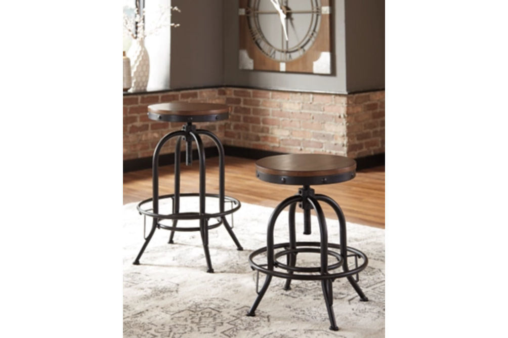 Signature Design by Ashley Valebeck Bar Height Bar Stool (Set of 2)-Brown/Blac