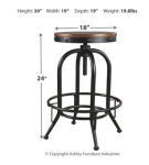 Signature Design by Ashley Valebeck Bar Height Bar Stool (Set of 2)-Brown/Blac