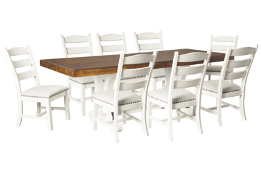 Signature Design by Ashley Valebeck Dining Table and 8 Chairs-Beige/White