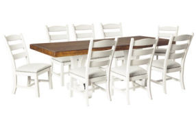 Signature Design by Ashley Valebeck Dining Table and 8 Chairs-Beige/White