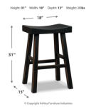 Signature Design by Ashley Glosco Pub Height Bar Stool (Set of 2)-Black