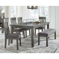 Signature Design by Ashley Hallanden Dining Table, 4 Chairs, and Bench-Gray