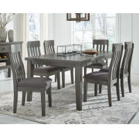 Signature Design by Ashley Hallanden Dining Table, 6 Chairs and Server-Gray