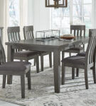 Signature Design by Ashley Hallanden Dining Table, 6 Chairs and Server-Gray