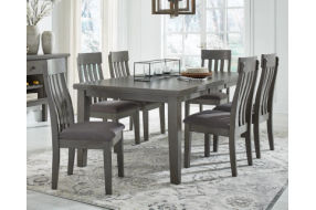 Signature Design by Ashley Hallanden Dining Table, 6 Chairs and Server-Gray