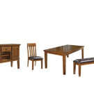 Signature Design by Ashley Ralene Dining Table with 4 Chairs, Bench and Server