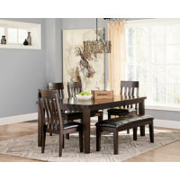 Signature Design by Ashley Haddigan Dining Table with 4 Chairs and Bench