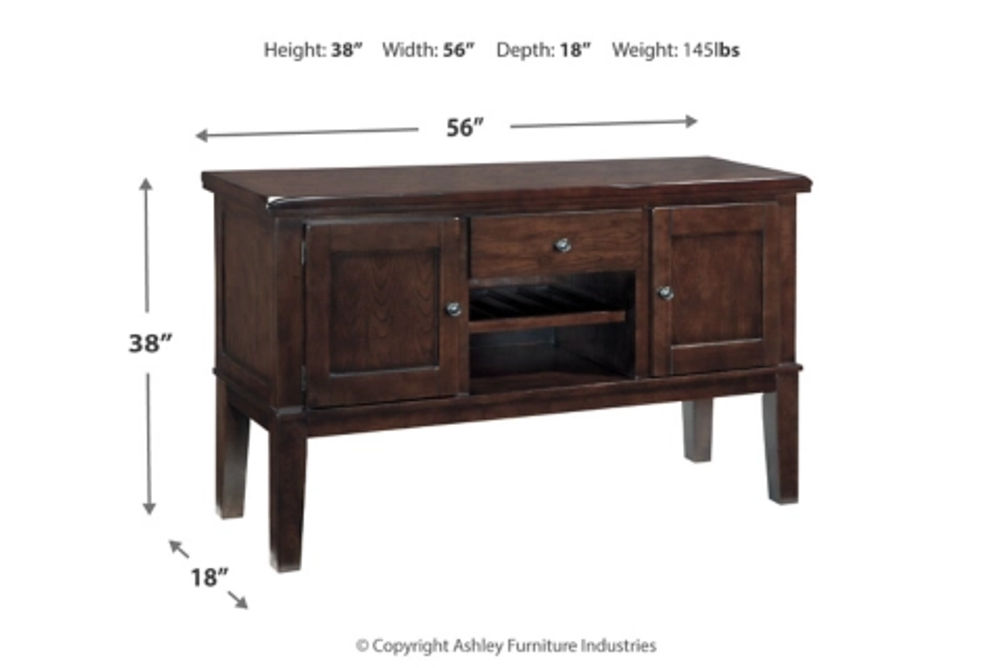 Haddigan Counter Height Dining Table, 4 Barstools and Server-Dark Brown