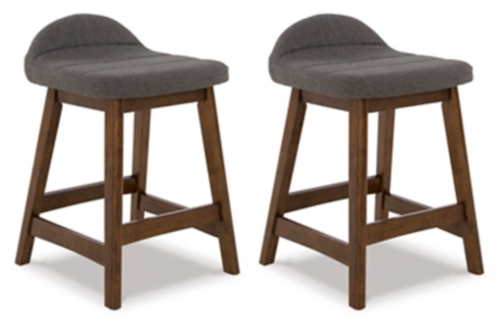 Signature Design by Ashley Lyncott Counter Height Bar Stool (Set of 2)-Charcoa