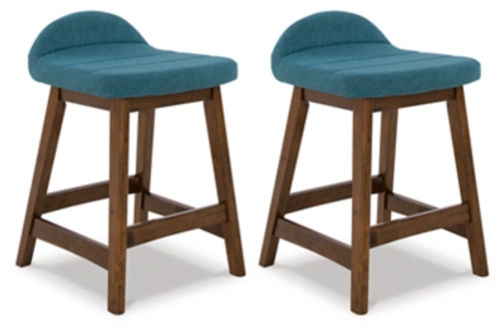 Signature Design by Ashley Lyncott Counter Height Bar Stool (Set of 2)-Blue/Br