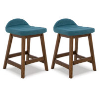 Signature Design by Ashley Lyncott Counter Height Bar Stool (Set of 2)-Blue/Br