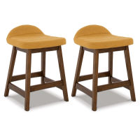 Signature Design by Ashley Lyncott Counter Height Bar Stool (Set of 2)-Mustard