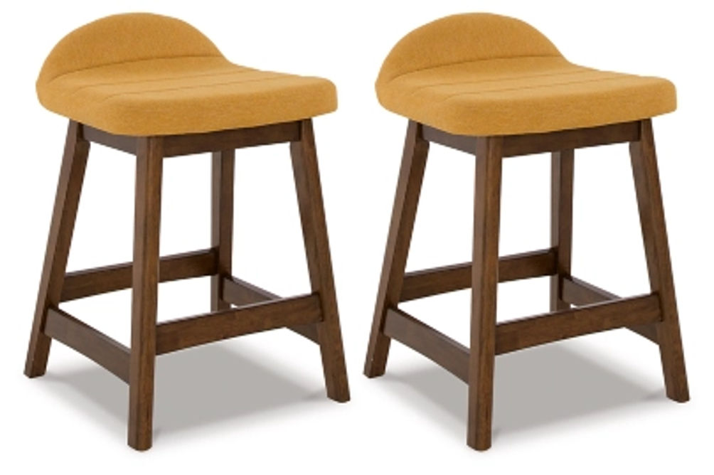 Signature Design by Ashley Lyncott Counter Height Bar Stool (Set of 2)-Mustard