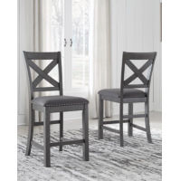 Signature Design by Ashley Myshanna Counter Height Bar Stool (Set of 2)-Gray