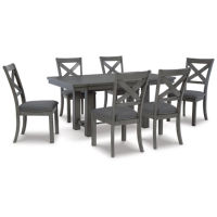 Signature Design by Ashley Myshanna Dining Table and 6 Chairs-Gray