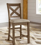 Signature Design by Ashley Moriville Counter Height Bar Stool (Set of 2)-Beige