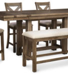 Moriville Counter Height Dining Table with 4 Barstools and Bench-Grayish Brown
