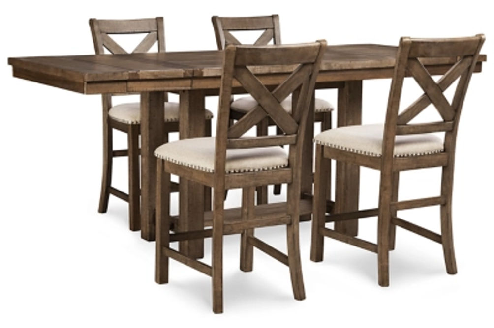 Signature Design by Ashley Moriville Counter Height Dining Table and 4 Barstool