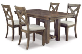 Signature Design by Ashley Moriville Dining Table and 4 Chairs-Beige