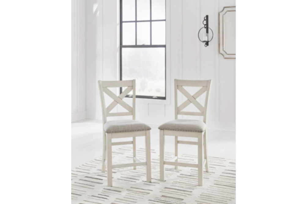 Signature Design by Ashley Robbinsdale Barstool (Set of 2)-Antique White