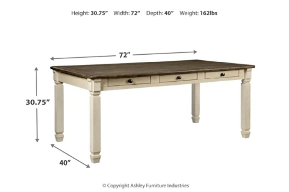 Signature Design by Ashley Bolanburg Dining Table, 6 Chairs, and Bench-Two-ton