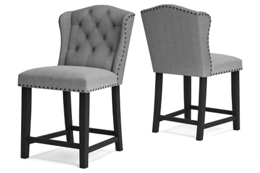 Signature Design by Ashley Jeanette Counter Height Bar Stool (Set of 2)-Black