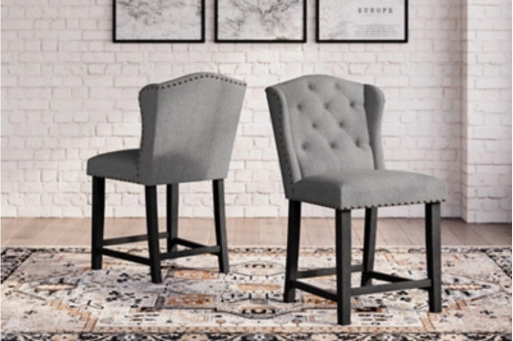 Signature Design by Ashley Jeanette Counter Height Bar Stool (Set of 2)-Black