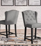 Signature Design by Ashley Jeanette Counter Height Bar Stool (Set of 2)-Black