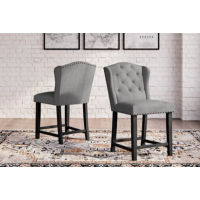 Signature Design by Ashley Jeanette Counter Height Bar Stool (Set of 2)-Black