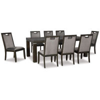 Signature Design by Ashley Hyndell Dining Table and 8 Chairs-Grayish Brown