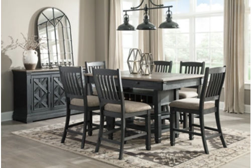 Tyler Creek Counter Height Dining Table and 6 Barstools-Black/Gray