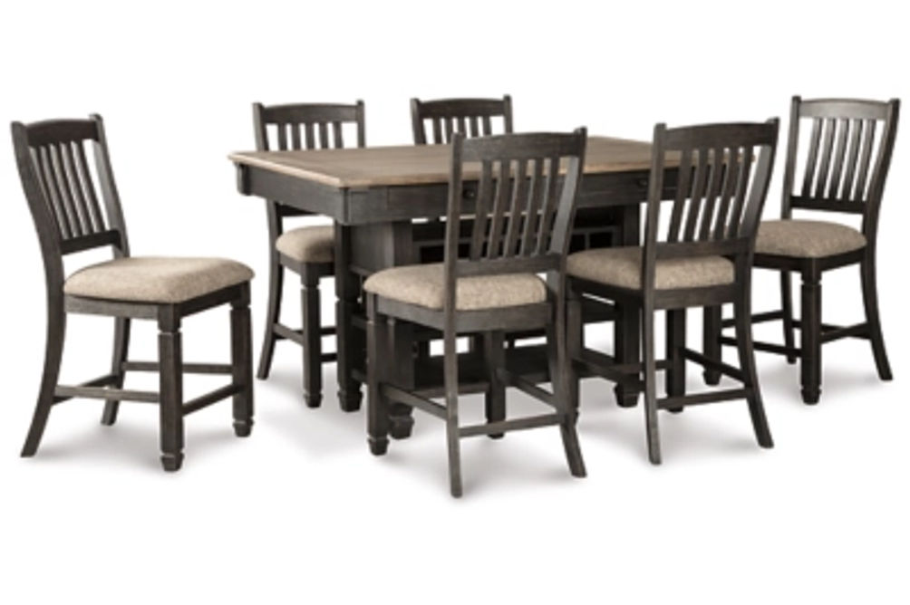 Tyler Creek Counter Height Dining Table and 6 Barstools-Black/Gray