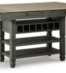 Tyler Creek Counter Height Dining Table and 4 Barstools and Bench-Black/Gray