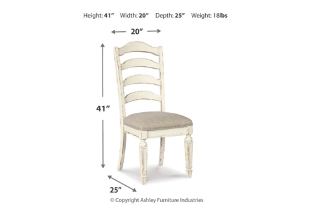 Signature Design by Ashley Realyn Dining Table and 4 Chairs-Chipped White