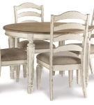 Signature Design by Ashley Realyn Dining Table and 4 Chairs-Chipped White