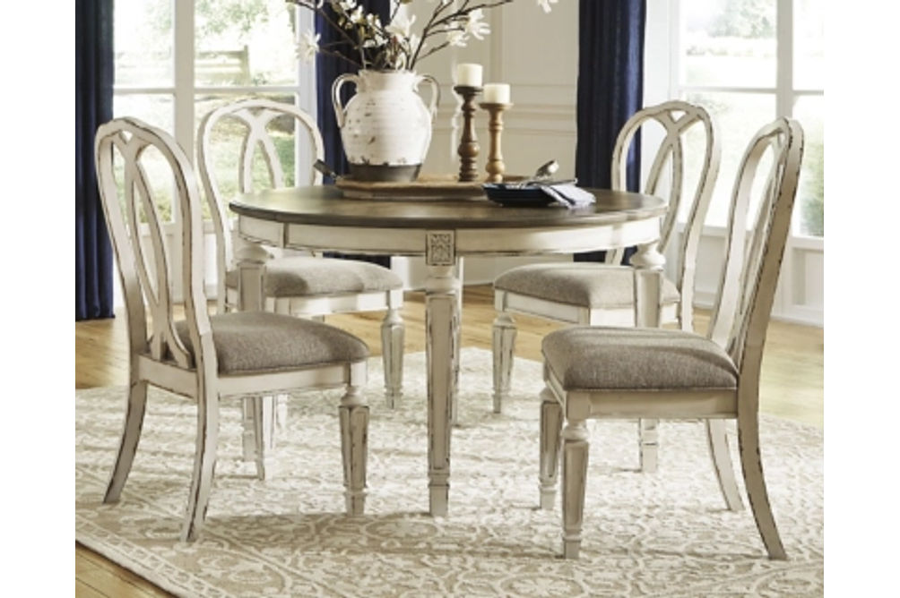 Signature Design by Ashley Realyn Dining Table and 6 Chairs-Chipped White