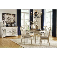 Signature Design by Ashley Realyn Dining Table and 4 Chairs-Chipped White