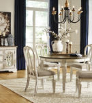 Signature Design by Ashley Realyn Dining Table and 4 Chairs-Chipped White