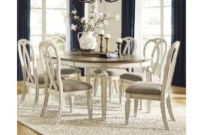 Signature Design by Ashley Realyn Dining Table and 6 Chairs-Chipped White