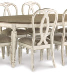 Signature Design by Ashley Realyn Dining Table and 6 Chairs-Chipped White