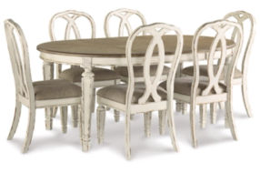 Signature Design by Ashley Realyn Dining Table and 6 Chairs-Chipped White