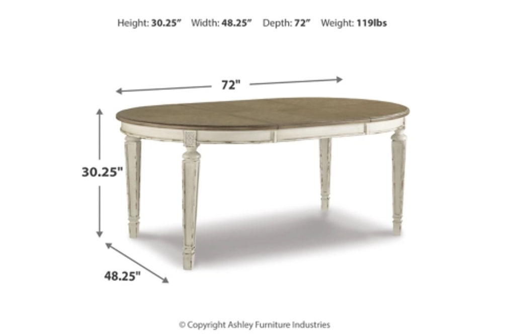 Signature Design by Ashley Realyn Dining Table and 6 Chairs-Chipped White