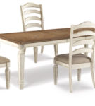 Signature Design by Ashley Realyn Dining Table and 4 Chairs-Chipped White