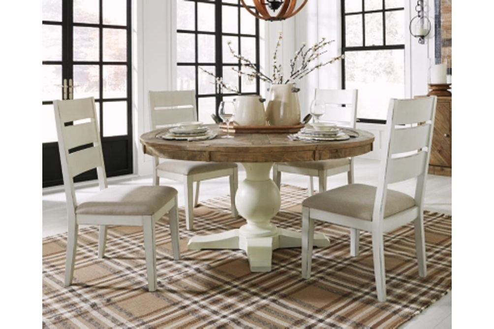 Signature Design by Ashley Grindleburg Dining Table and 4 Chairs-Antique White
