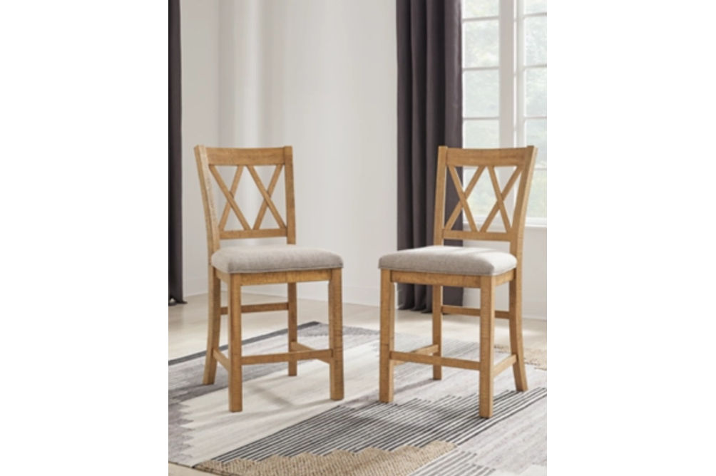 Signature Design by Ashley Havonplane Barstool (Set of 2)-Brown