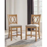 Signature Design by Ashley Havonplane Barstool (Set of 2)-Brown