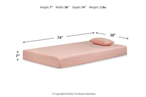 Sierra Sleep by Ashley iKidz Pink Twin Mattress and Pillow-Pink