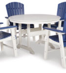 Signature Design by Ashley Toretto Outdoor Dining Table with 4 Chairs-Blue/Whi