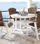 Signature Design by Ashley Crescent Luxe Outdoor Dining Table with 4 Chairs-Wh