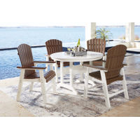 Signature Design by Ashley Crescent Luxe Outdoor Dining Table with 4 Chairs-Wh